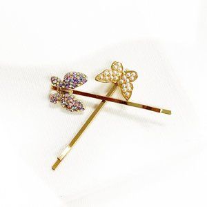 pearl and sparkle butterfly hair pin (2PC SET)